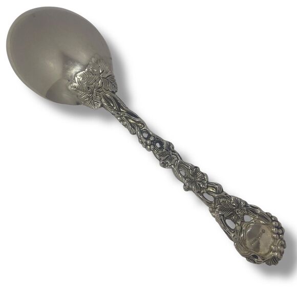 Godinger Silverplated Serving Spoon & Fork Set Ornate Grapevine Handle Vintage - Picture 4 of 9